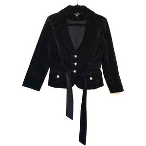 bebe Velvet Velour Black Tie Belt Blazer Jacket 8